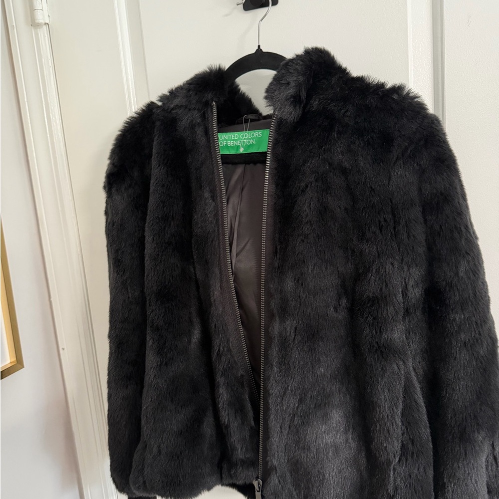 United Colors of Benetton Women's Dark Gray Teddy Jacket